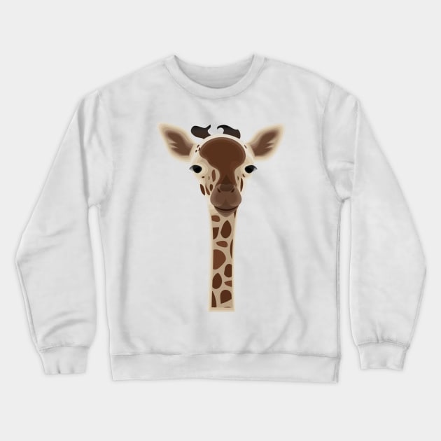 Wild Giraffe Baby on the grassland Crewneck Sweatshirt by thejoyker1986